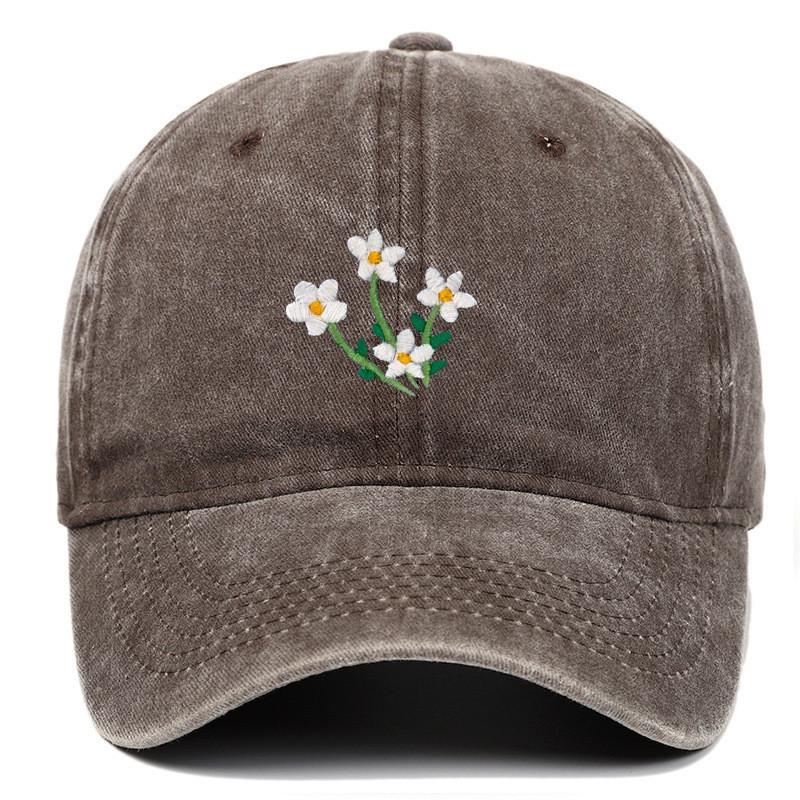 Floral Embroidered Baseball Cap With Curved Brim For Casual Style