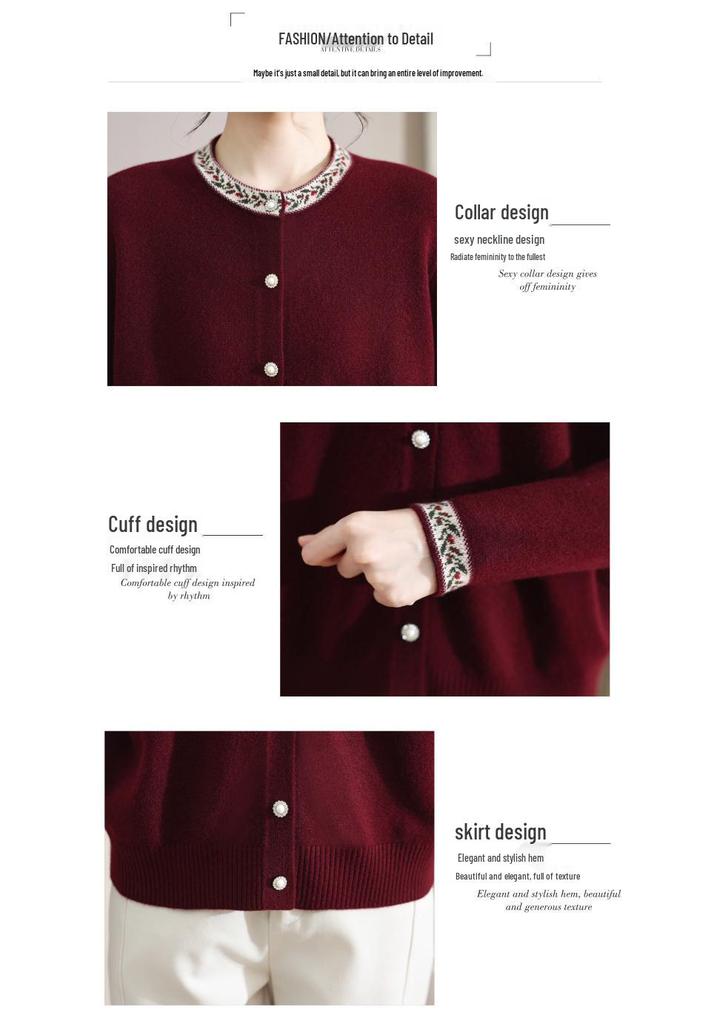 Elegant Knitted Cardigan for Middle-Aged Women (Ages 40-60), Stylish Long-Sleeve Sweater