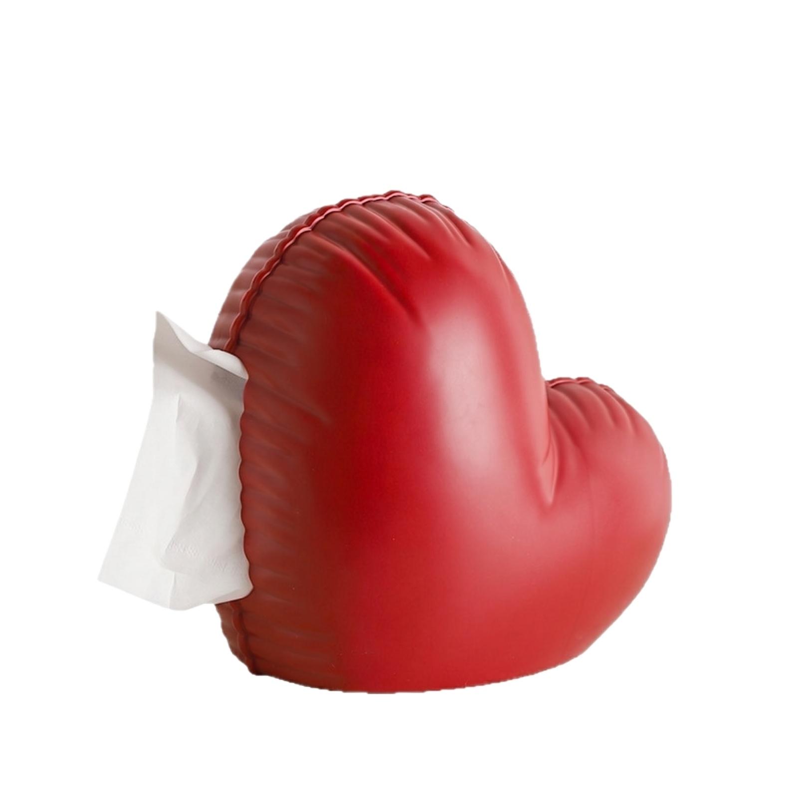 

Heart Shaped Tissue Box Cover Decorative Soft PU Leather Holder for Home Office Car Living Room Bedroom Desk one size красный