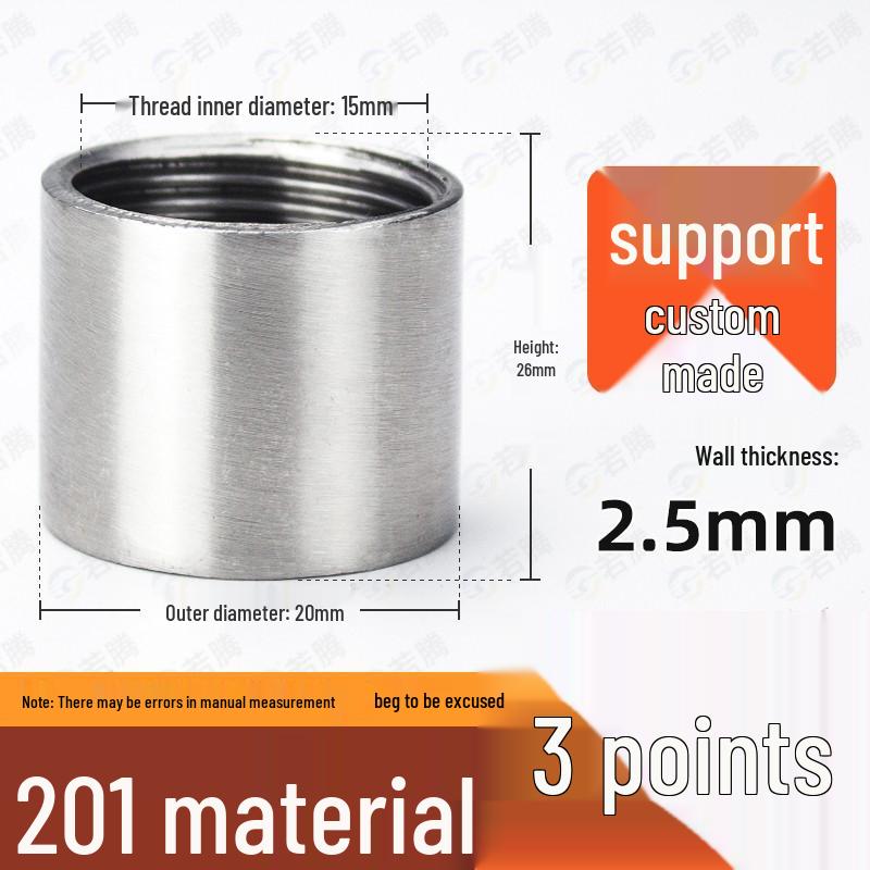 304 Stainless Steel Double Female Thread Pipe Fitting, Internal Thread, 4 to 6 Points, 1 Inch