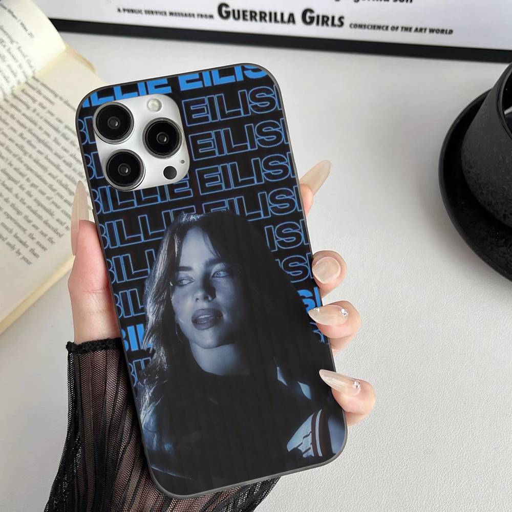 Pop E-Eilish Star B-billie Corrugated Stripe Phone Case For IPhone 17 16 15 14 13 12 11 Pro Max Plus Pro Shockproof Cover