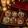 Indoor Outdoor Christmas Decorations 6 Pcs Pearl Art Ornaments, 2D Flat Acrylic Holiday Tree Pendant, Creative Ornaments Effect Hanging Decoration for