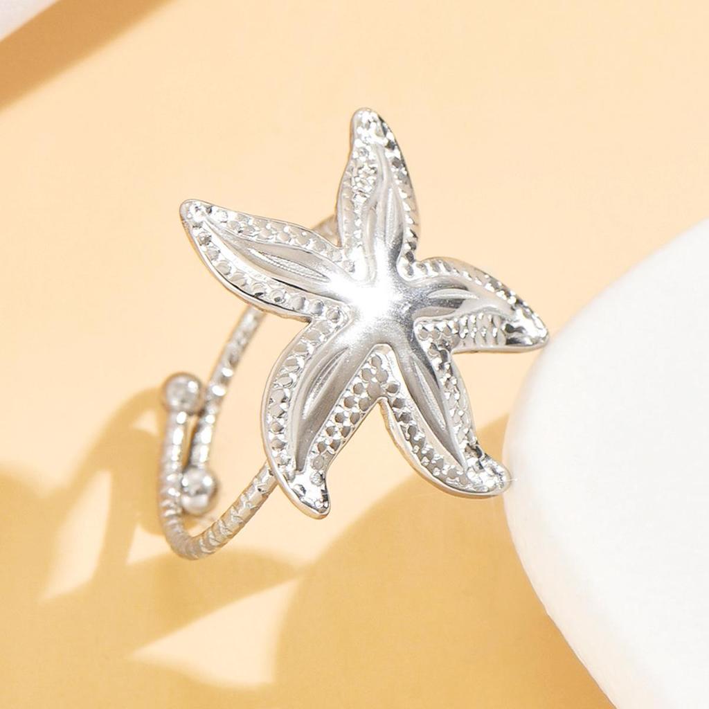 Ocean Starfish Resort Style Ring - Cute Fashionable Stainless Steel Jewelry for Women