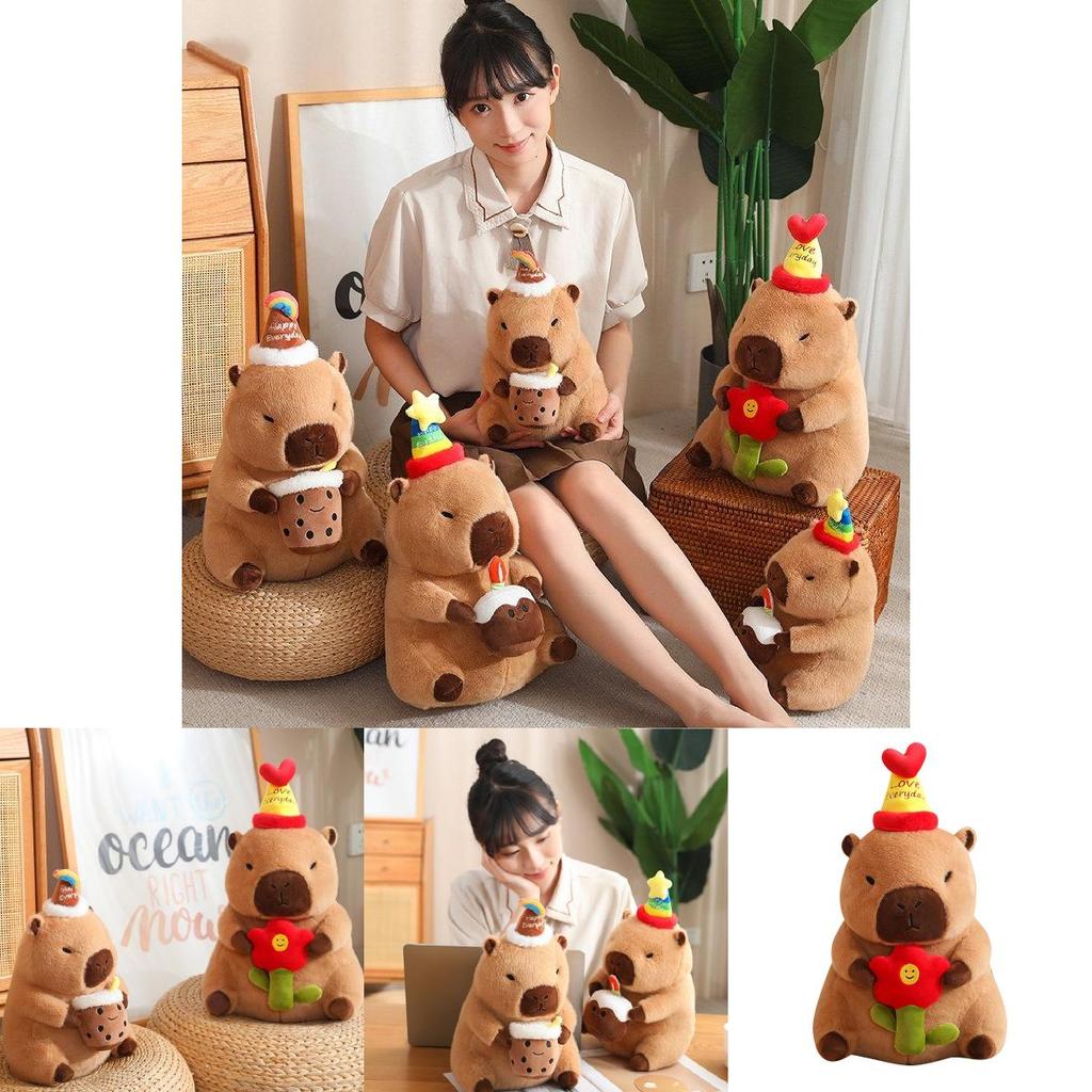 Adorable Capybara Plush Toy With Cartoon Flower Design For Cozy Home Decor