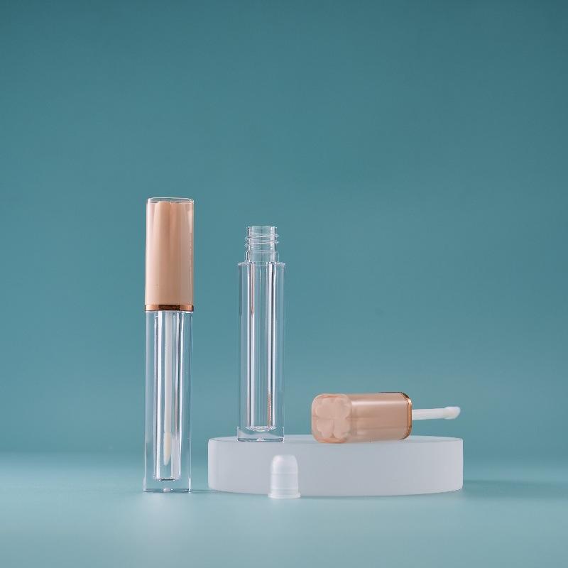1pcs Empty 4ml Transparent Lipgloss Tubes With Brush Round Cosmetic Lipgloss Tube Clear Lip Balm Refillable Reusable Bottle