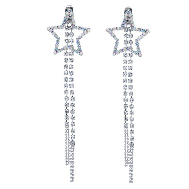Bean Studs: Retro Five-Pointed Star Korean Tassel Earrings for Women