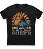Breweries Are Calling I Must Go Vintage Mens Short Sleeve Cotton Black T-shirt