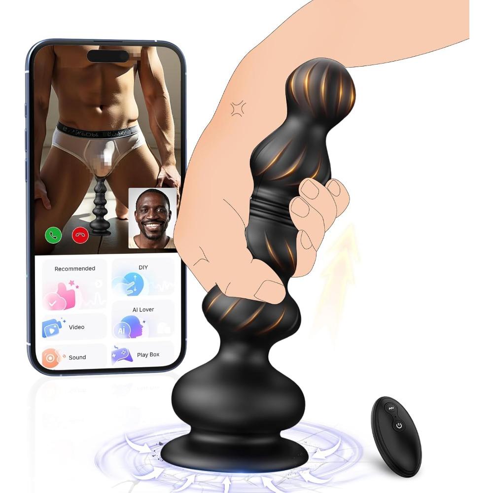 Thrusting Anal Beads & Prostate Massager - 10 Beads, 5 Vibrating/Thrusting Modes, Remote & App Control for Men & Women