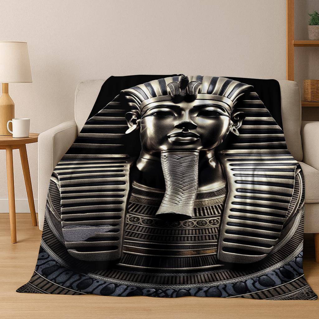 Ancient Egyptian Mythology Anubis Flannel Blanket Soft Warm Blanket for Home Bedroom Office Travel Camping Picnic Gift To Child