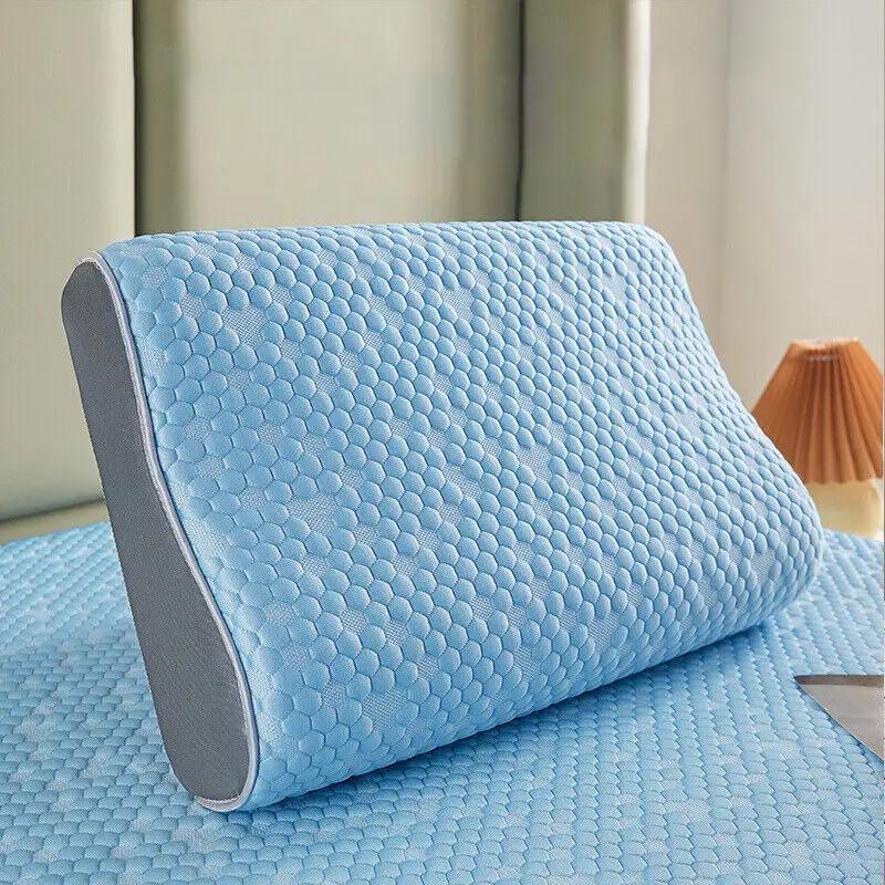 Latex Pillow Cover Case Memory Foam Latex Pillow Case Summer Cool Feeling Bean Mesh Honeycomb Cool Mat Without Pillow 50x30cm синий 4140₽