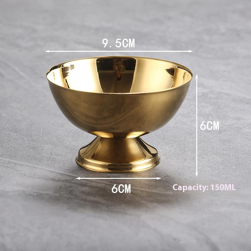 

1 шт. Морозиво Нержавіюча сталь Нержавіюча сталь Салатниця Салатниця Багаторазова Фрукти Цукерки Десертні миски Кухонний барний набір 150ml золотий