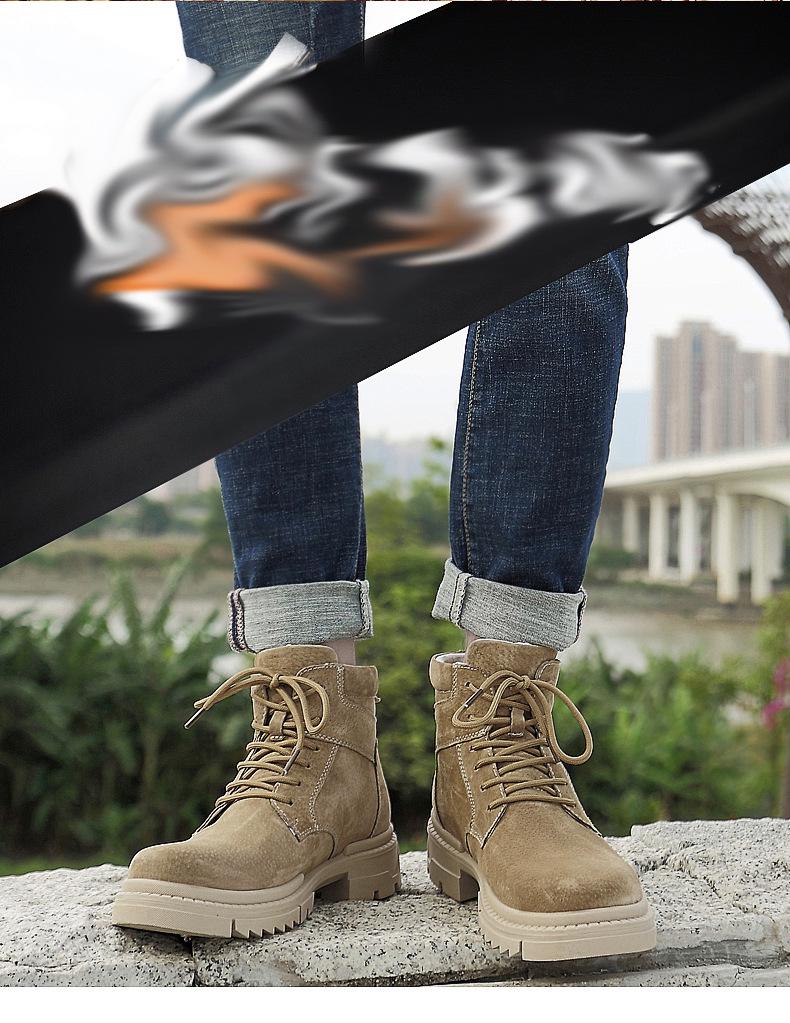 Men's Casual 6CM Height-Increasing High-Top Martin Boots for Autumn and Winter