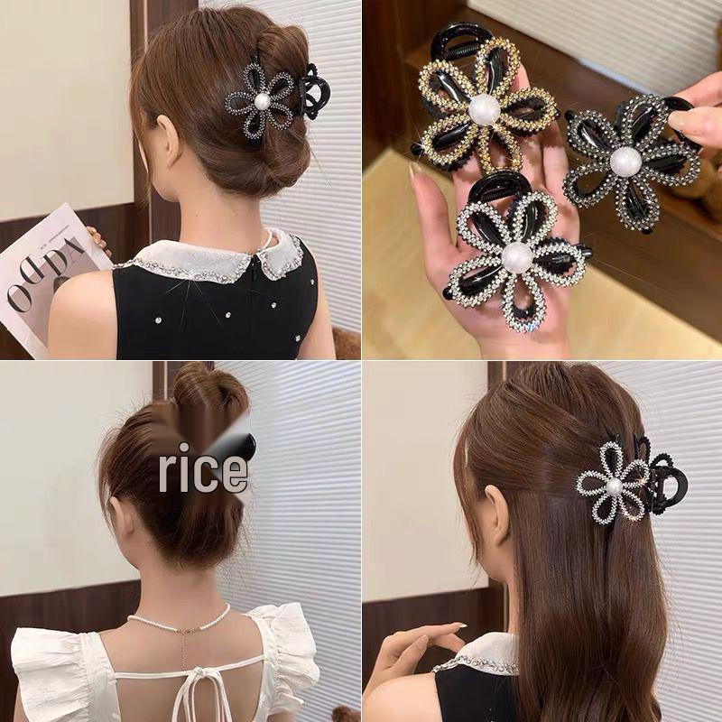 

Korean Rhinestone Flower Claw Clip: Elegant Women s Hair Accessory for Updo Styles