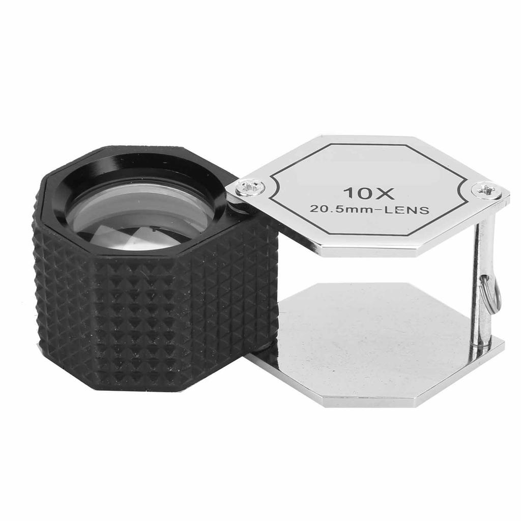 10 x 20,5 mm 10X forstørrelsesglass smykkelupe triplettlinse optisk glass lommeforstørrelsesverktøy