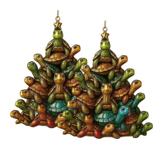 1/2/3Pcs Christmas Pendant Sea Turtle Shape Acrylic Bright Color Hanging Ornament with Lanyard Holiday Decor