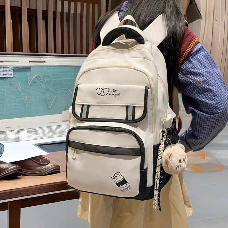 Stylish New College Student Backpack, Simple High-value Backpack, Girls' Large-capacity Junior High School Student Schoolbag