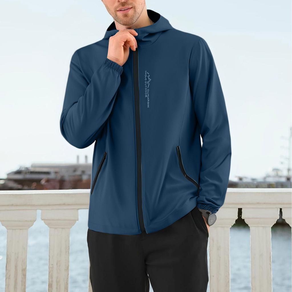Mens Casual Outdoor Solid Color Fashion Hardshell Winter Waterproof Jacket
