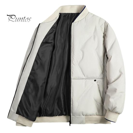 

Мужская бейсбольная куртка с воротником-стойкой и длинным рукавом, однотонное пальто с застежкой-молнией, утолщенная хлопковая верхняя одежда M бежевый