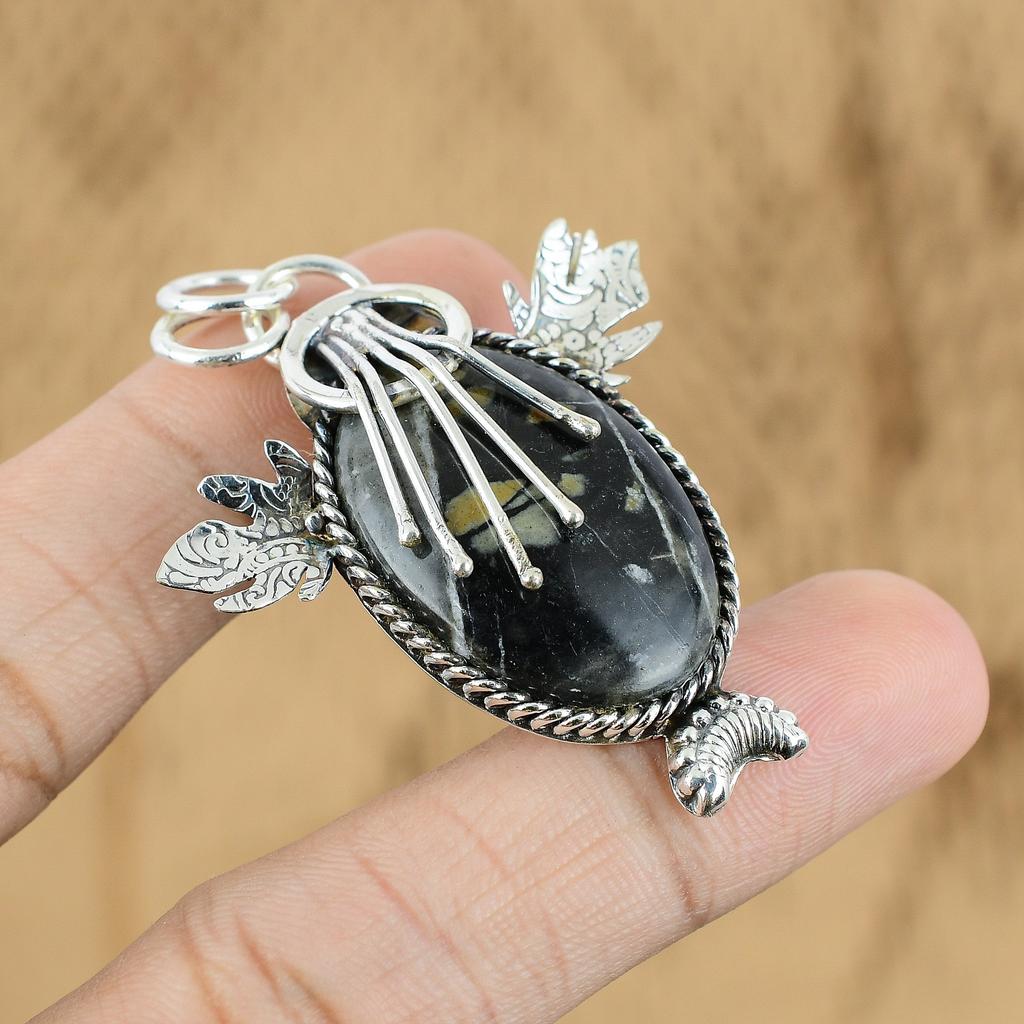 Regalo de Cumpleaños Para Ella Colgante de Gema Jaspe Picasso Natural Plata 925