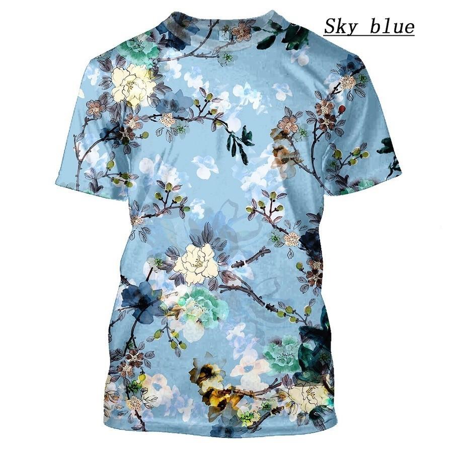 Summer Men/Women Hawaii T-Shirt Casual 3d Printing Colorful Flower Short-Sleeved Shirt XXS-6XL