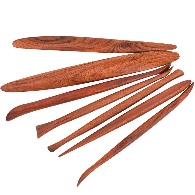 Rosewood Clay Modeling & Carving Knives Set - 7-Piece Pottery Sculpting Tools for Fine Detailing