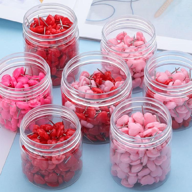 50/100/150Pcs Heart Push Pins Drawing Pins Cork Notice Board Pins Thumb Tacks for Display Picture Note Memos Poster