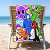 proof beach towel with a Rainbow Friends2 pattern - soft,absorbent,quick-drying,machine washable - perfect for swimming,camping,bathing