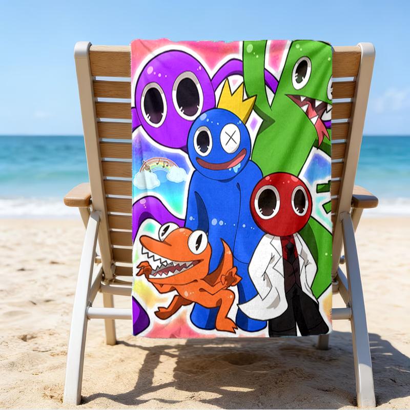 proof beach towel with a Rainbow Friends2 pattern - soft,absorbent,quick-drying,machine washable - perfect for swimming,camping,bathing