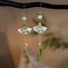 2024 Bamboo Leaf Folding Fan Earrings: Green Bamboo Women's Hanfu-Inspired Accessory