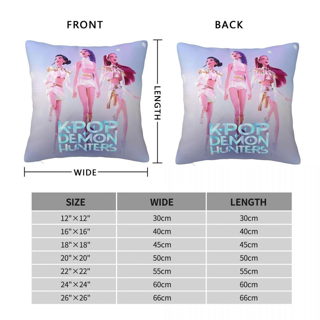 Kpop Demon Hunters Huntrix Printed Pillowcase Cushion Cover Pillow Covers Warm Home Decoration Square Multiple Sizes