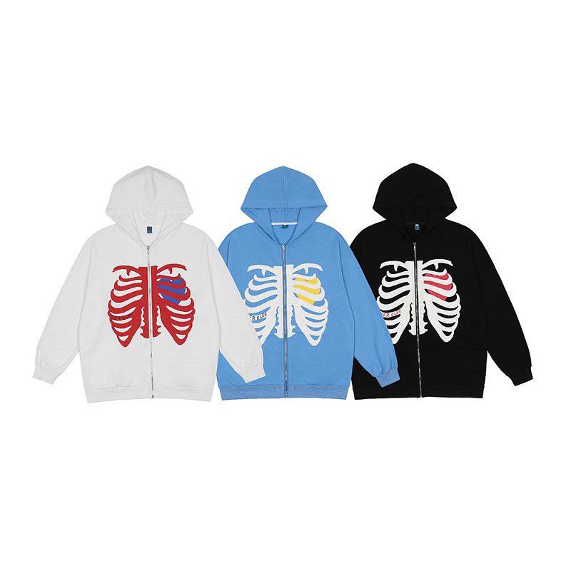 Clearance: Women's Hooded Long-Sleeve Sweatshirt - Halloween Skull Print, Loose Fit. No Returns/Exchanges.