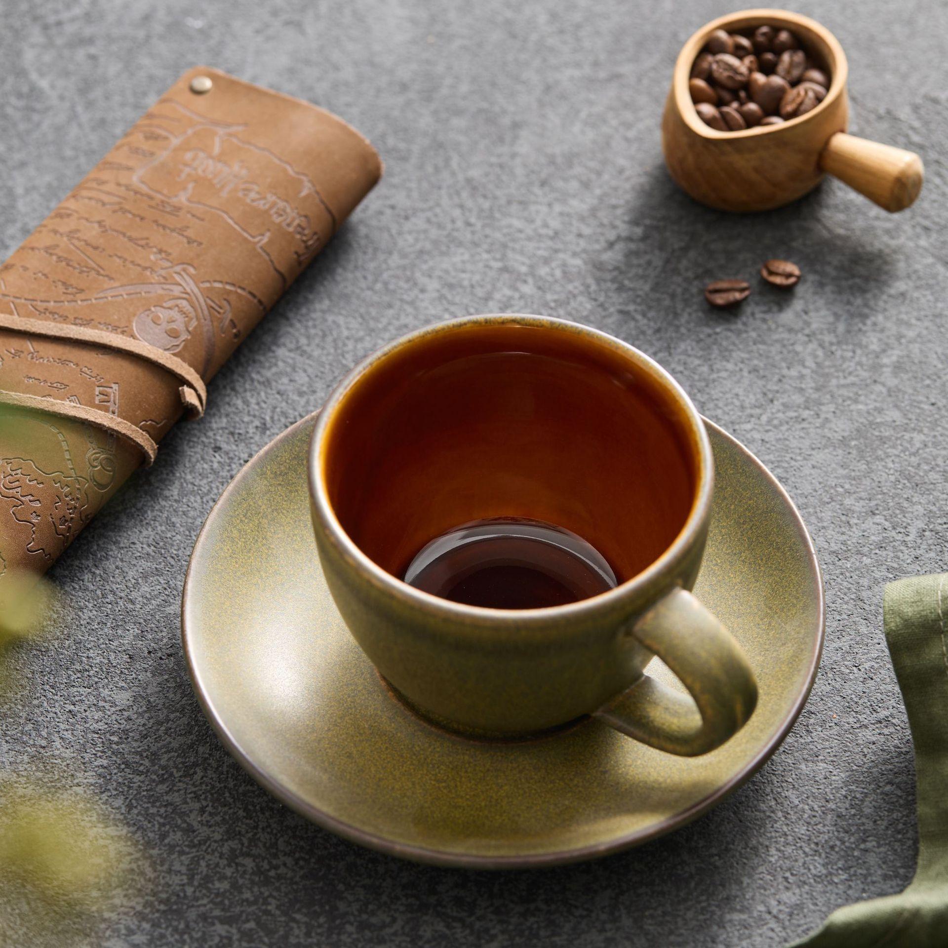 

Creative kiln coffee cup saucer Japanese-style household ceramic coffee cup Afternoon tea cup, coffee latte cup 250ml