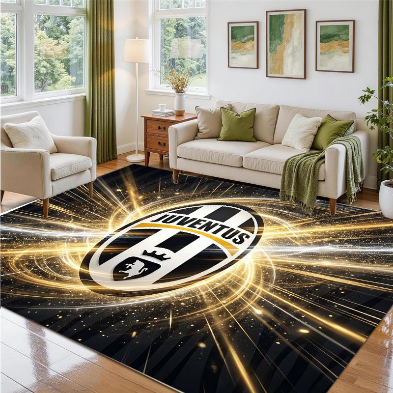 Juventus FC Design Crystal Velvet Rug Soft Decorative Mat for Bedroom Entrance