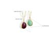 Korean Style Teardrop Oval Pendant Necklace, Natural Raw Stone, Clavicle Chain, Gold-Plated Titanium Steel