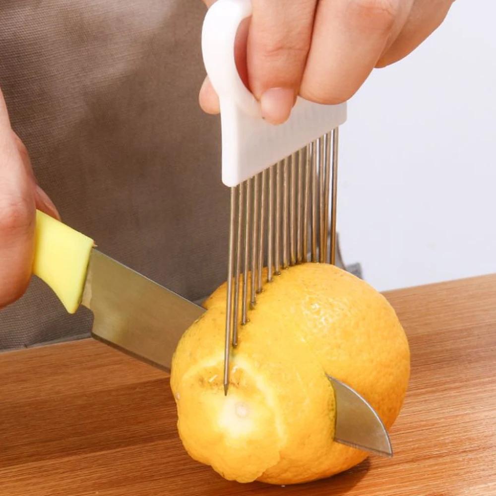 1Pcs Stainless Steel Onion Needle Fork Vegetable Fruit Slicer Tomato Cutter Cutting Holder Kitchen Accessorie Tool