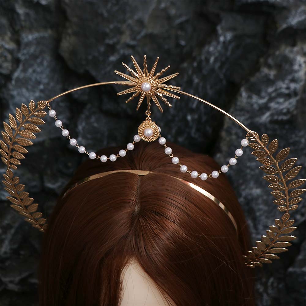 Gold Baroque Crown Star Tiara Headdress Fashion Glory Headband Character Dress Up
