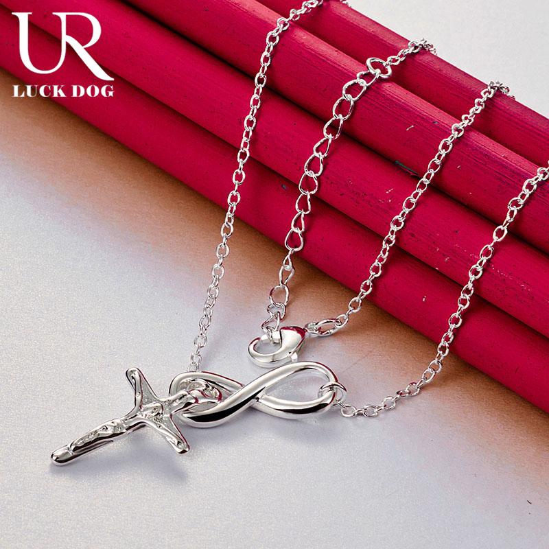 925 Sterling Silver Cross Pendant Necklace Fashionable Wedding Jewelry