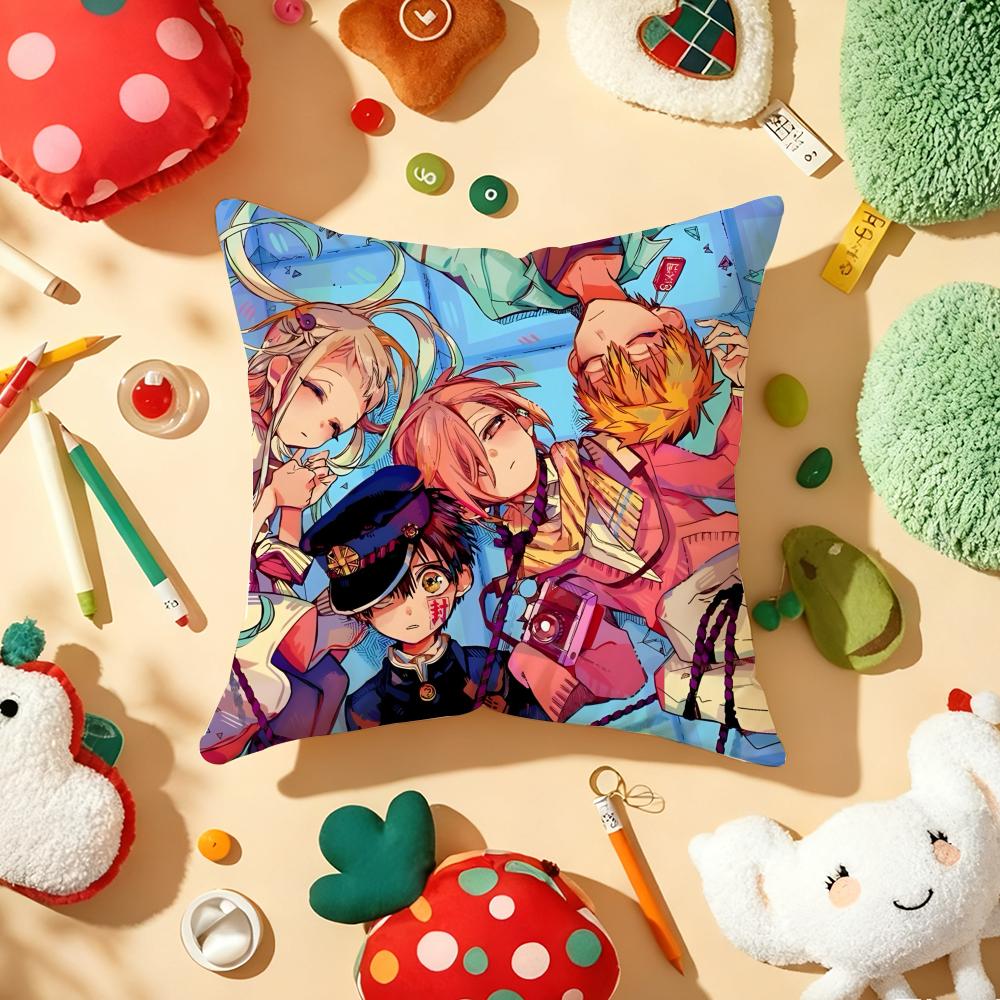 Anime Jibaku Shounen Hanako Kun Cushion Cover Plush Fabric Soft Double-Sided Printed Sofa Warm Winter Home Gift Pillow Cover