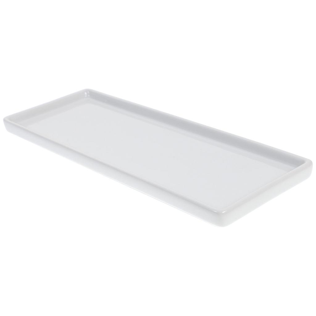 1Pcs Rectangular Tray Long Flat Ceramic Storage Tray for Bathroom Jewelry Organizer Smooth Elegant Home Decor Gift Large White