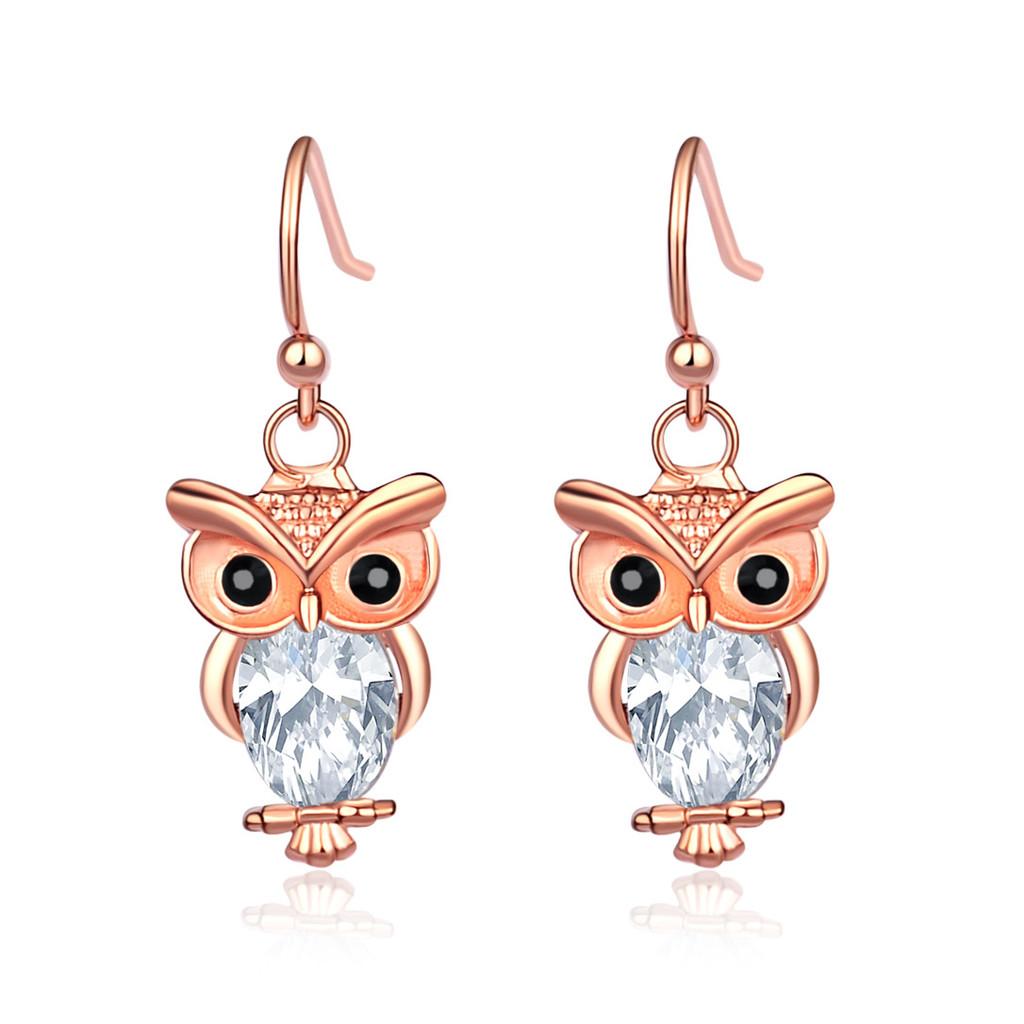 

Earrings Stud Owl For Women Vintage White Rosered Sparkle Christams Accessory розового золота