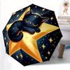 1pc Starry Night Cat Automatic Open/close Umbrella, 8-Rib Sturdy Structure, Portable Travel Umbrella, Parties, Everyday Use, Outdoor Accesso