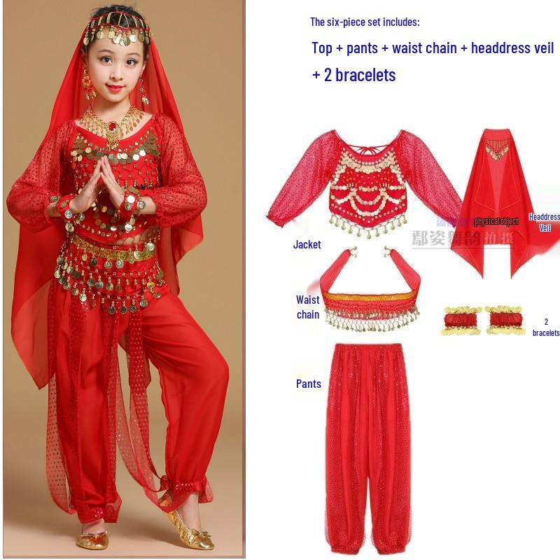 Children's Xinjiang Ethnic Dance Costume for Girls - Toddler Belly Dance Performance Outfit
