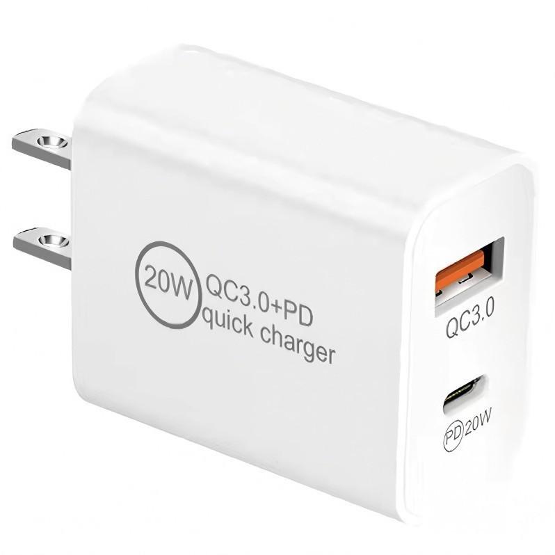 PD20W Dual-Port QC3.0 Charger A+C, US/EU Standard