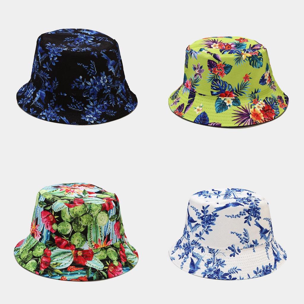 Classic Vintage Print Doublesided Sun Hat For Men Women Summer Outdoor Uv Protection