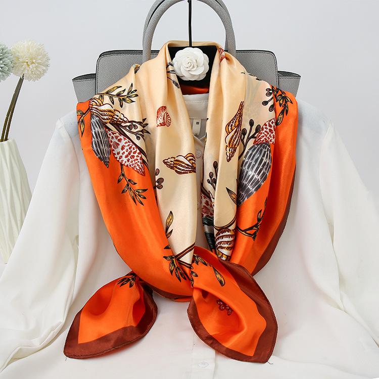 Cashew Flower Satin Square Scarf, Summer Silk Scarf, Thin Shawl, Amazon Foreign Trade Headscarf, Scarf