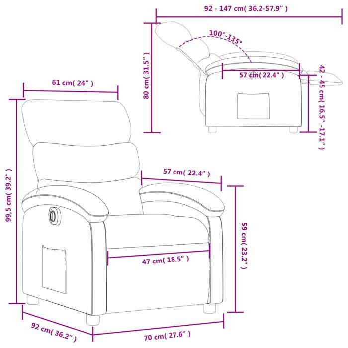 VidaXL Fauteuil Inclinable Électrique, Chaise de Relaxation avec Dossier et Repose-pied Réglables, Siège de Salon, Moderne, 3204032