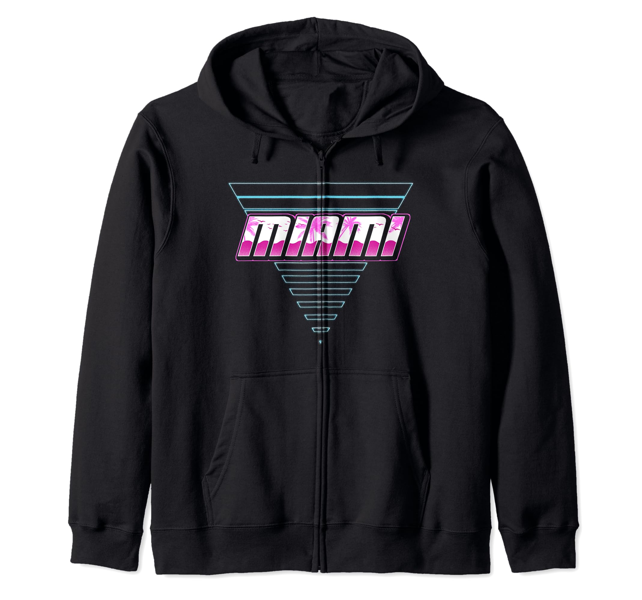

Retro Miami Men Women Kids Novelty Beach Summer Miami Zip Hoodie чёрный