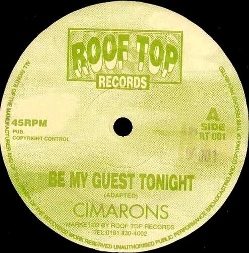 

12inch Record CIMARONS Be My Guest Tonight Love RT001 Roof Top Record UK Reggae Ska Dub Used