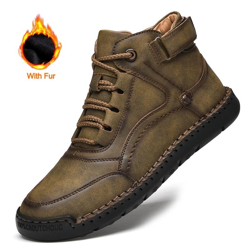 New Men's Outdoor Casual Shoes 2024 High Quality Running Shoes Handmade Leather Sneakers Comfort Breathable Winter Warm Boots