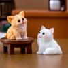 Lovely Resin Miniature White Dog Figurine Blind Box Adorable Garden Accessories For Car Desk Display